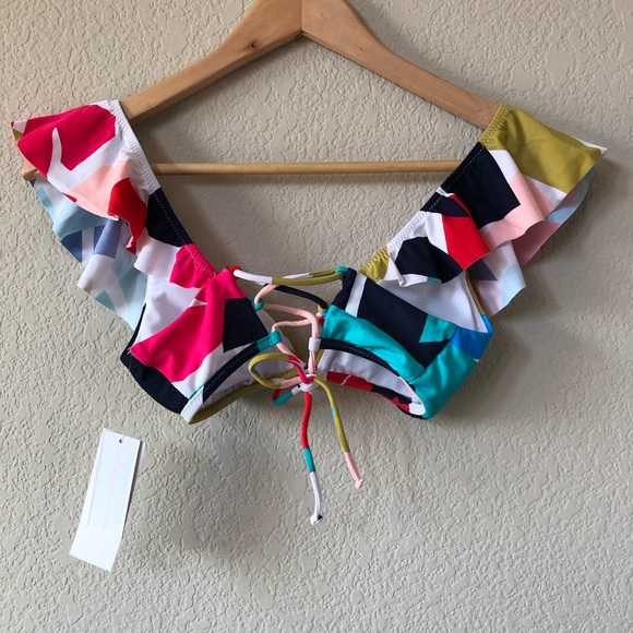 NWT Raisin's Ruffled Bikini Swim Top Tropical - Picture 4 of 4